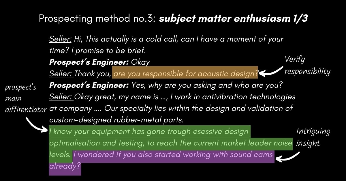 Cold calling using Subject matter enthusiasm 1/3